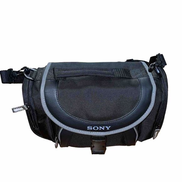 Sony LCS-X30 Soft Carrying Case Black Padded Pockets Shoulder Strap - Picture 1 of 12